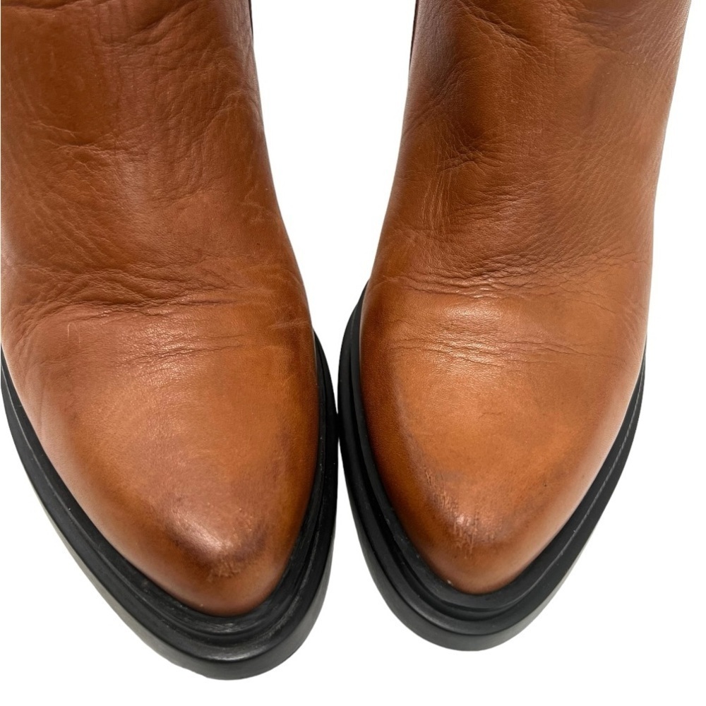 Frankie Segal Gabrielle Michel Brown Leather Platform Point Toe Heeled Boots 39 - Picture 6 of 16